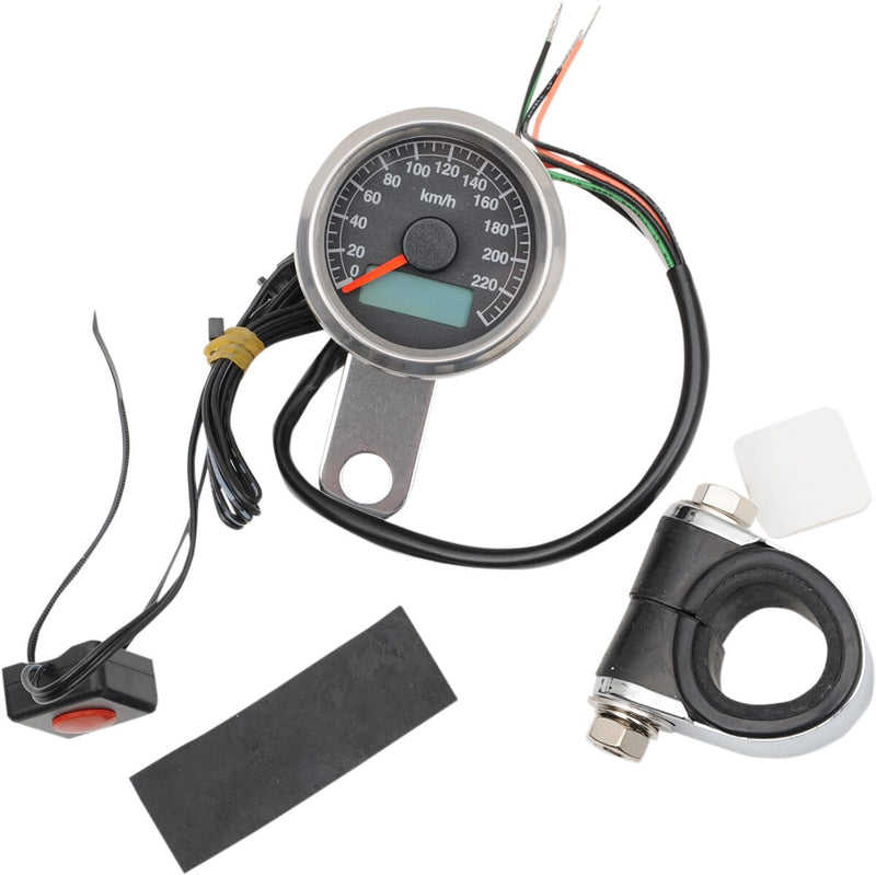 Drag Specialties Programmable Mini Electronic Speedometer with Odometer/tripmeter - Each, KPH