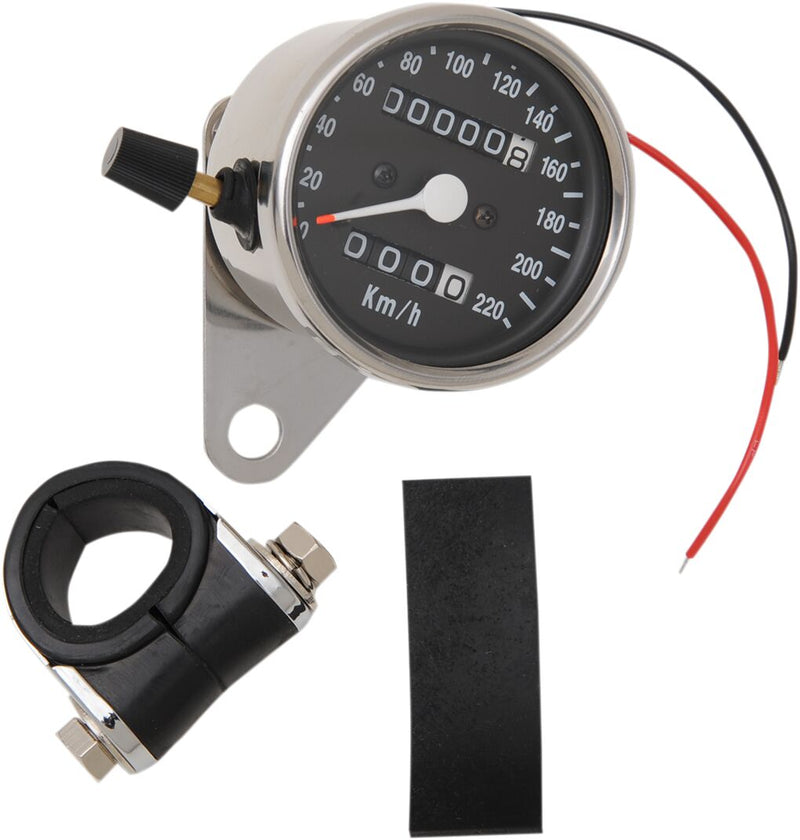 Drag Specialties 2.4" Mini Mechanical Speedometer - Multi-Function, Each
