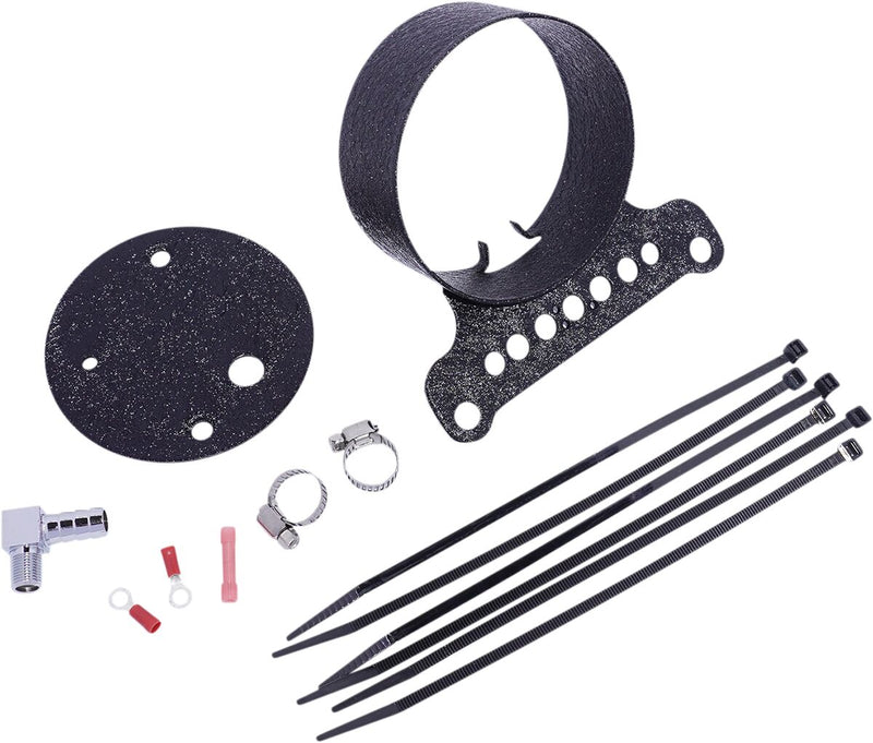 Drag Specialties Gauge Bracket - Single, Steel, Kit - Black / Wrinkle