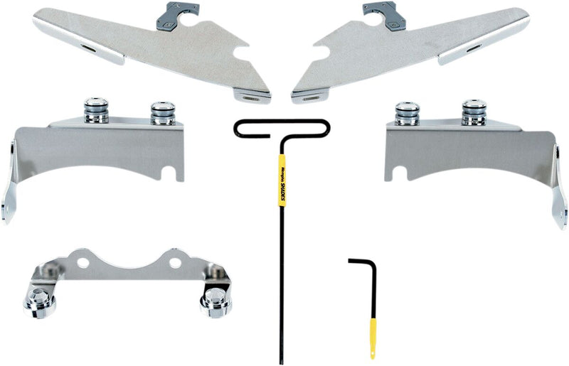 Memphis Shades Metric Windshield Trigger-Lock Complete Mount Kit for 2006-2025 KAWASAKI VN 900 Trigger Lock Mounting Kit Polished Aluminium