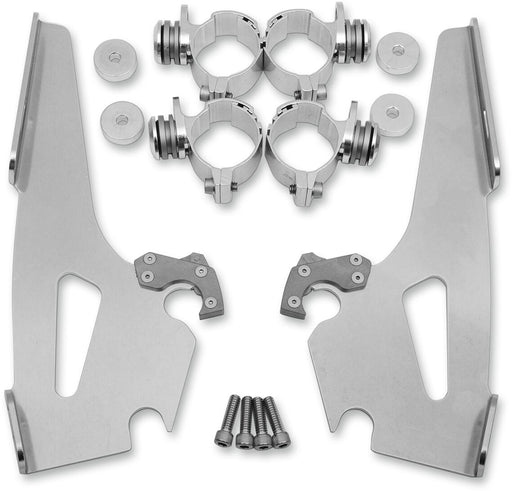 Memphis Shades Metric Windshield Trigger-Lock Complete Mount Kit Trigger Lock Mounting Kit Polished Fairing Aluminium