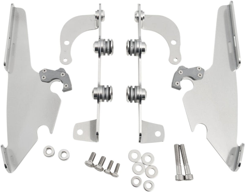 Memphis Shades Metric Windshield Trigger-Lock Complete Mount Kit for 2004-2020, 2022-2024 HONDA VT 750 C Trigger Lock Mounting Kit Polished Aluminium