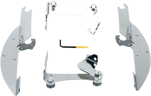 Memphis Shades Metric Windshield Trigger-Lock Complete Mount Kit for 2003-2009 HONDA VTX 1300 Trigger Lock Mounting Kit Polished Aluminium