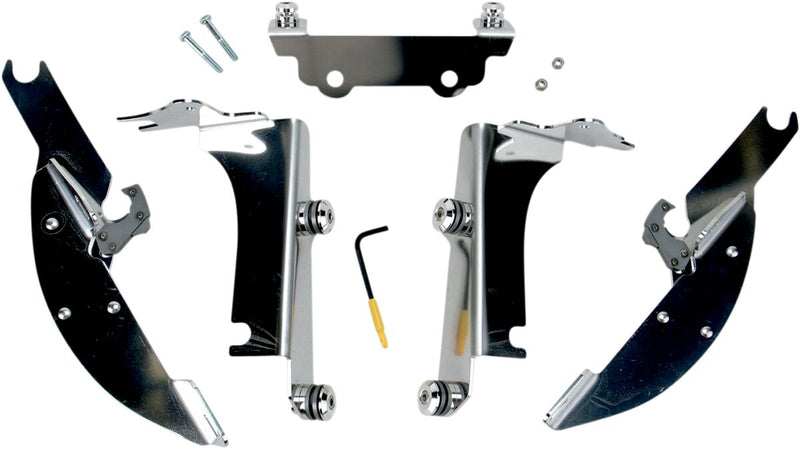 Memphis Shades Metric Windshield Trigger-Lock Complete Mount Kit for 1996-2006 KAWASAKI Trigger Lock Mounting Kit Polished Aluminium
