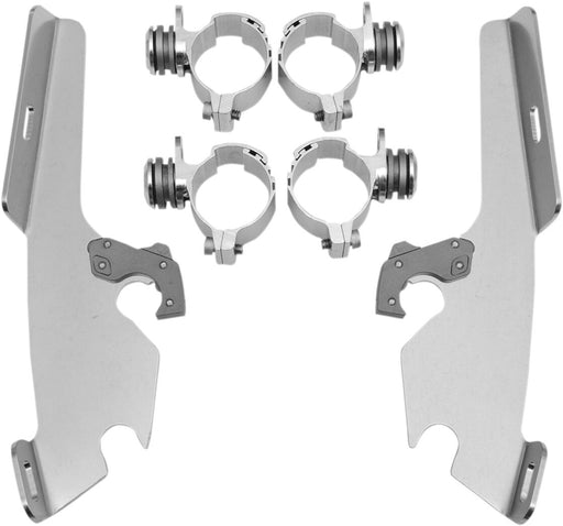 Memphis Shades Metric Windshield Trigger-Lock Complete Mount Kit for 2010-2016 HONDA VT 1300 CR Trigger Lock Mounting Kit Polished Aluminium