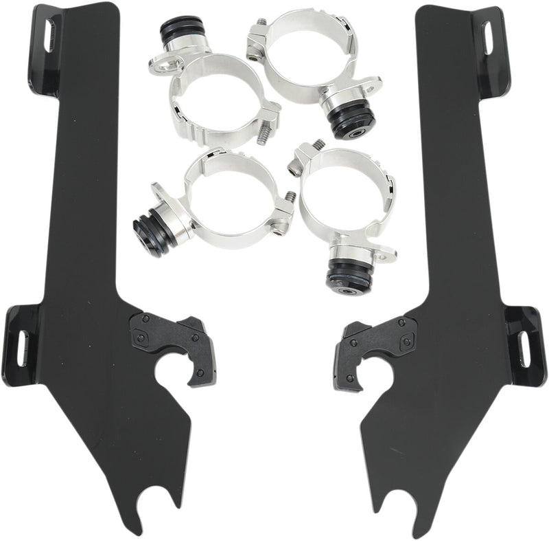 Memphis Shades Metric Windshield Trigger-Lock Complete Mount Kit for 2008-2017 YAMAHA XV 1900 C Trigger Lock Mounting Kit Black Aluminium #MEK1954