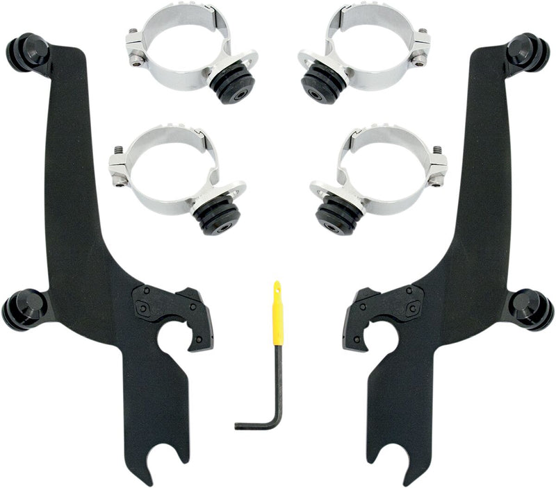 Memphis Shades Metric No-Tool Trigger-Lock Mount Kit for Sportshield for 2010-2020, 2022-2024 HONDA VT 1300 CX Mounting Kit Black Complete Windshie...