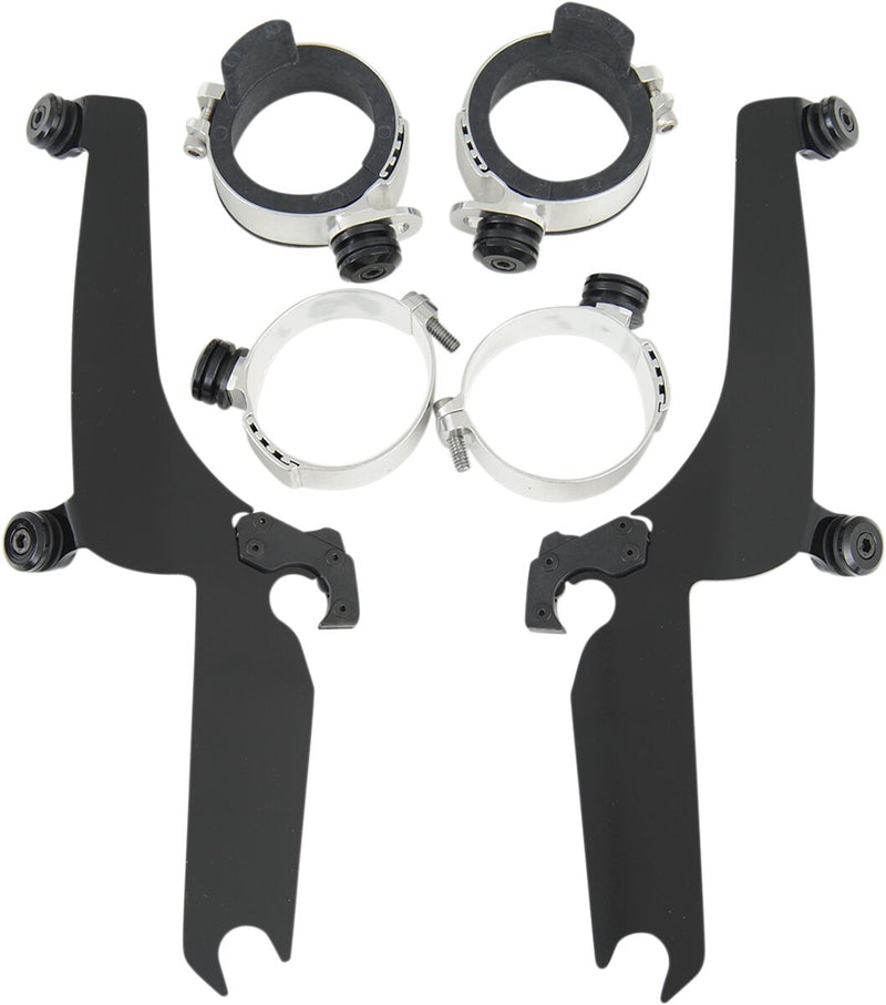 Memphis Shades Metric No-Tool Trigger-Lock Mount Kit for Sportshield for 1998-2011 YAMAHA XVS Mounting Kit Black Complete Windshield Aluminium #MEB8932