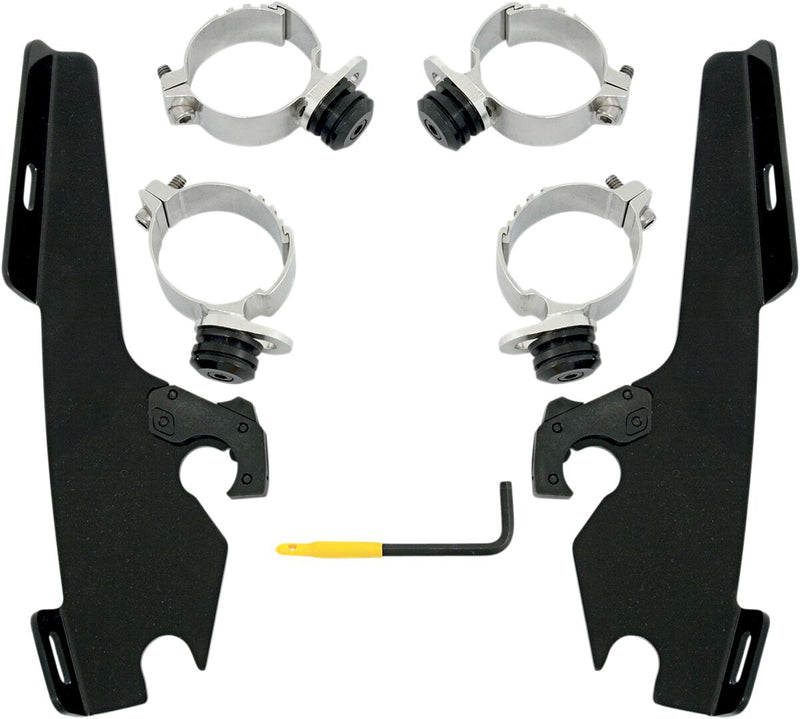 Memphis Shades Metric Windshield Trigger-Lock Complete Mount Kit for 2010-2020, 2022-2024 HONDA VT 1300 CX Trigger Lock Mounting Kit Black Aluminium #MEB1960