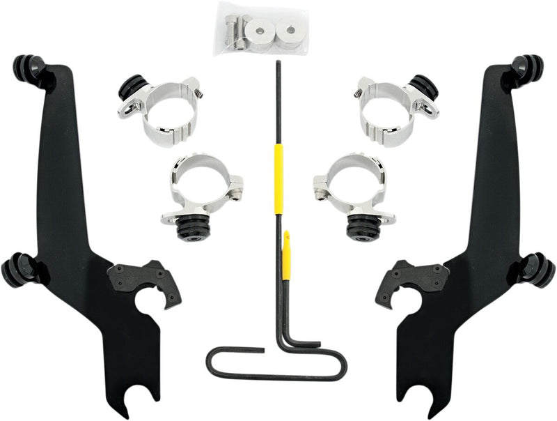 Memphis Shades Metric No-Tool Trigger-Lock Mount Kit for Sportshield for 1988-2007 HONDA VT 600 C Mounting Kit Black Complete Windshield Aluminium #MEB8917
