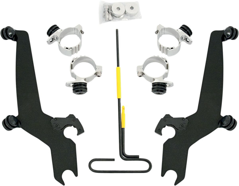 Memphis Shades Metric No-Tool Trigger-Lock Mount Kit for Sportshield for 1987-2015 HONDA Mounting Kit Black Complete Windshield Aluminium