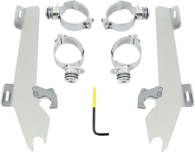 Memphis Shades Metric Windshield Trigger-Lock Complete Mount Kit for 2005-2009 SUZUKI Trigger Lock Mounting Kit Polished Aluminium