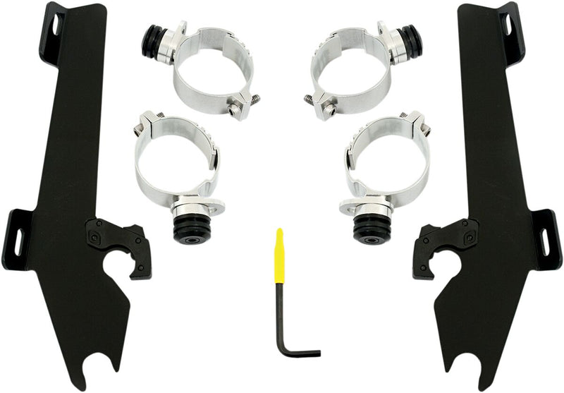 Memphis Shades Metric Windshield Trigger-Lock Complete Mount Kit for 2005-2009 SUZUKI Trigger Lock Mounting Kit Black Aluminium #MEB1990