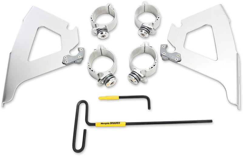 Memphis Shades Metric Windshield Trigger-Lock Complete Mount Kit for 2004-2017 VICTORY Trigger Lock Mounting Kit Polished Aluminium #MEK2023