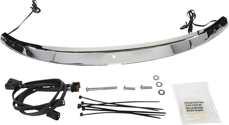 Ciro Steel Windshield Trim - Driving Light /  Sequential Turn Signals, Kit, Horizon for Harley-Davidson Touring & Trike 2014-2025