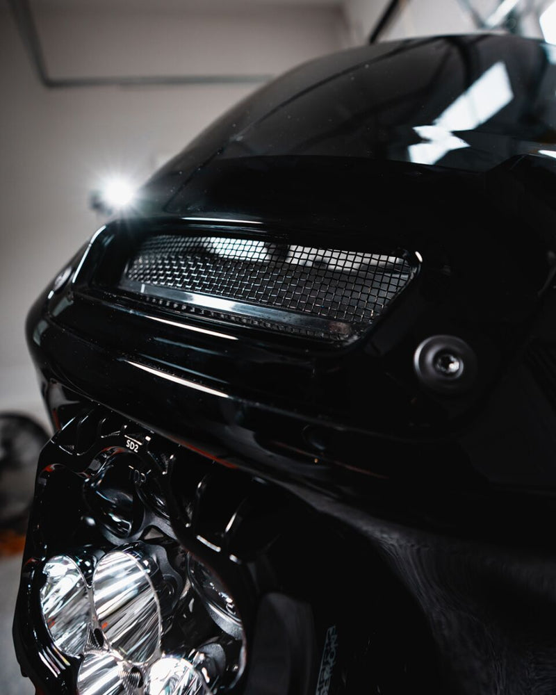 Custom Dynamics Black Mesh Fairing Vent Insert for 2022 Harley-Davidson Softail Low Rider El Diablo - FXRST and 2022-2026 Harley-Davidson Softail Low Rider ST - FXLRST Motorcycles #CD-LRST-C-V-B