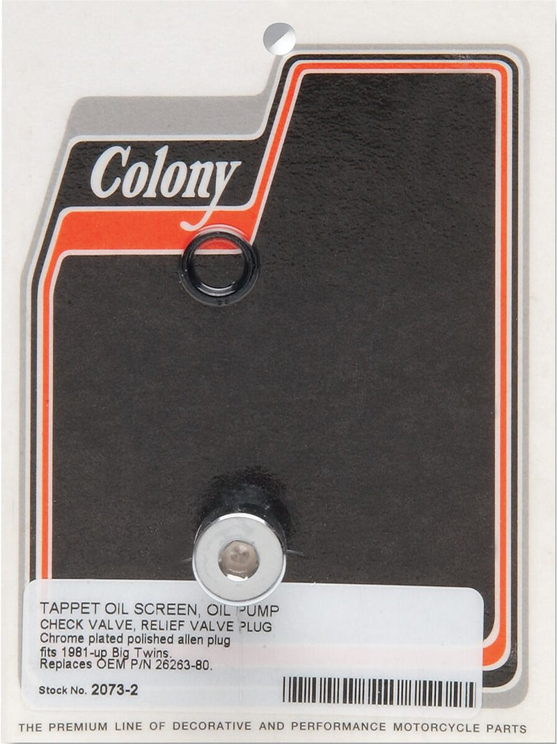 Colony Oil Pump Plug - Each, Allen for Harley-Davidson Touring, Softail, Dyna & FXR 1983-2000