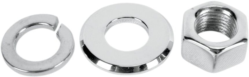 Colony Axle Nut Kits - Hex /  with Washer, Steel, Axle /  Front - Chrome / Silver for Harley-Davidson Sportster 1972-1985