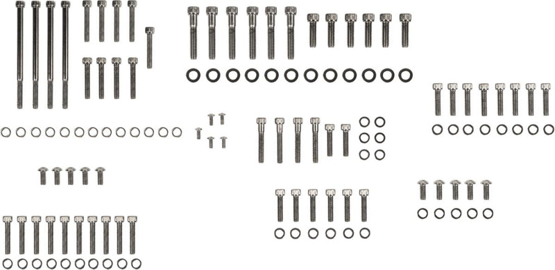 Drag Specialties Complete Motor Bolt Kit - Steel, Knurled /  Socket-Head - Black / Chrome for Harley-Davidson Softail & Dyna 2007-2017