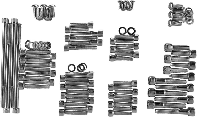 Drag Specialties Complete Motor Bolt Kit - Knurled /  Socket-Head, Steel - Black / Chrome for Harley-Davidson Touring & Trike 2003-2015
