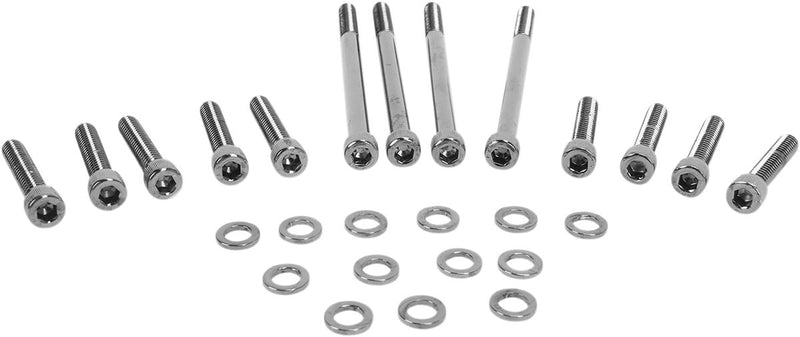 Drag Specialties Primary Cover Bolt Kit - Knurled /  Socket-Head, Steel - Black / Chrome for Harley-Davidson Softail & Dyna 2007-2015