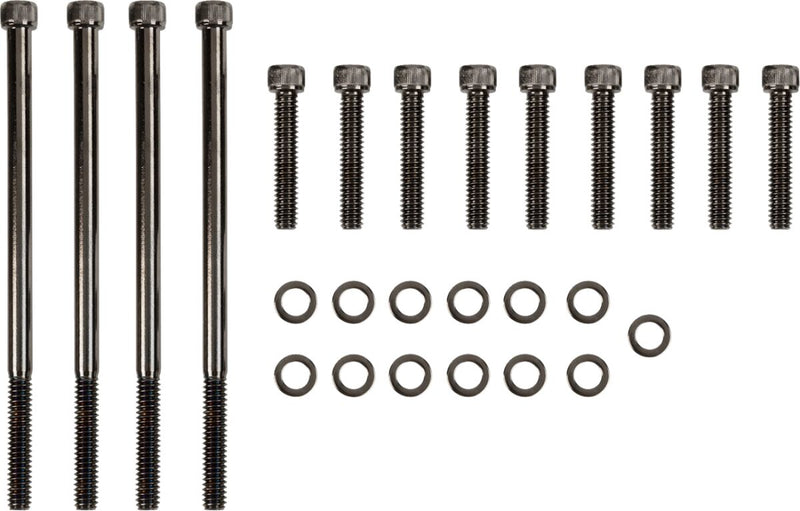 Drag Specialties Primary Cover Bolt Kit - Knurled /  Socket-Head, Steel - Black / Chrome for Harley-Davidson Touring & Trike 2003-2015