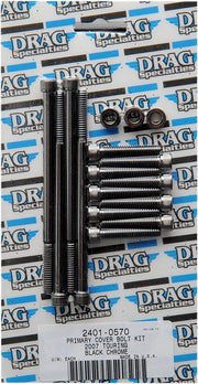 Drag Specialties Black Chrome Knurled Primary Cover Bolt Set for 2012-2016 Harley-Davidson Trike and 2004,2007-2016 Harley-Davidson Touring Motorcycles