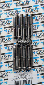 Drag Specialties Black Smooth Primary Cover Bolt Set for 2004-2022 Harley-Davidson Sportster Motorcycles
