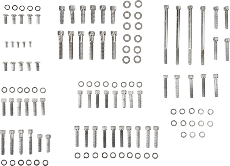 Drag Specialties Complete Motor Bolt Kit - Knurled /  Socket-Head, Steel - Chrome / Silver for Harley-Davidson Softail & Dyna 2007-2015