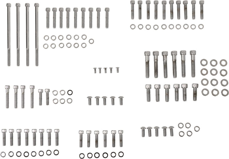 Drag Specialties Complete Motor Bolt Kit - Steel, Knurled /  Socket-Head - Chrome / Silver for Harley-Davidson Touring & Trike 2003-2015