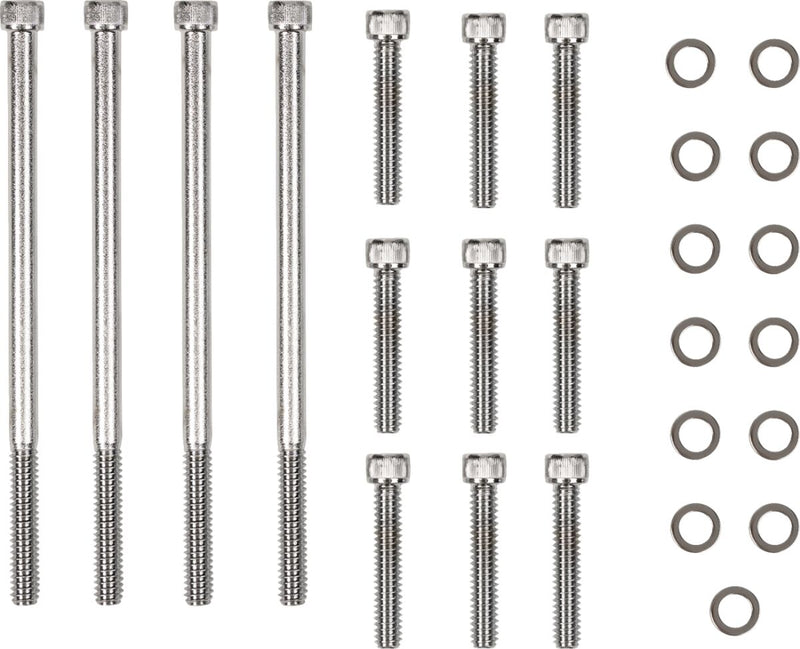 Drag Specialties Primary Cover Bolt Kit - Knurled /  Socket-Head, Steel - Chrome / Silver for Harley-Davidson Touring & Trike 2003-2015