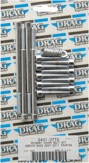 Drag Specialties Chrome Smooth Primary Cover Bolt Set for 2007-2016 Harley-Davidson Touring and 2012-2016 Harley-Davidson Trike Motorcycles