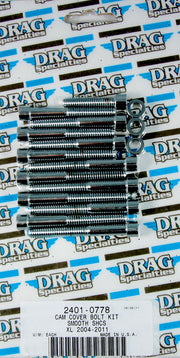 Drag Specialties Chrome Smooth Cam Cover Bolt Set for 2004-2022 Harley-Davidson Sportster Motorcycles