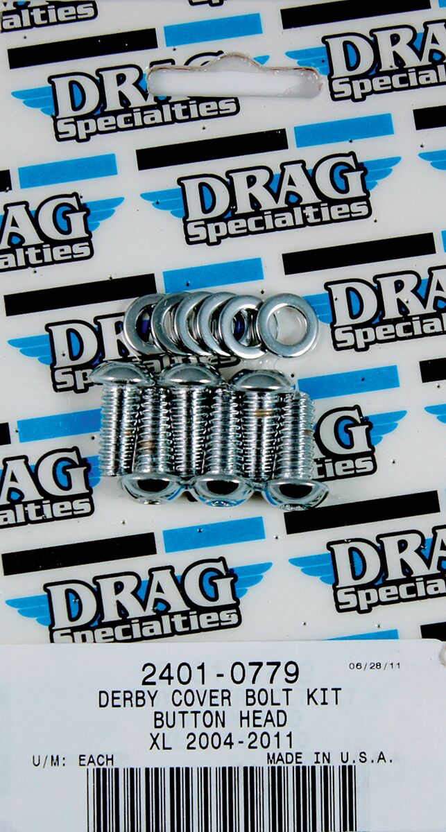 Drag Specialties Chrome Knurled Derby Cover Bolt Set for 2004-2022 Harley-Davidson Sportster Motorcycles