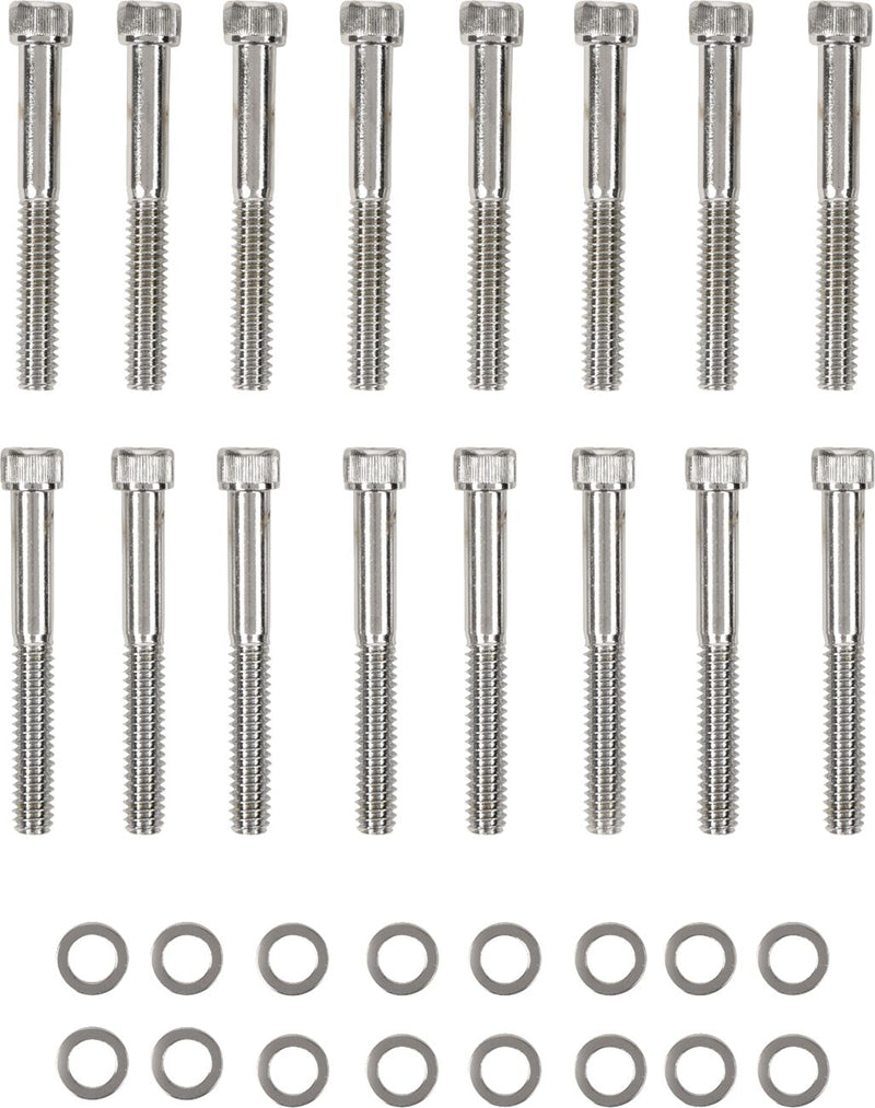 Drag Specialties Primary Cover Bolt Kit - Knurled /  Socket-Head, Steel - Chrome / Silver for Harley-Davidson Sportster 2004-2022