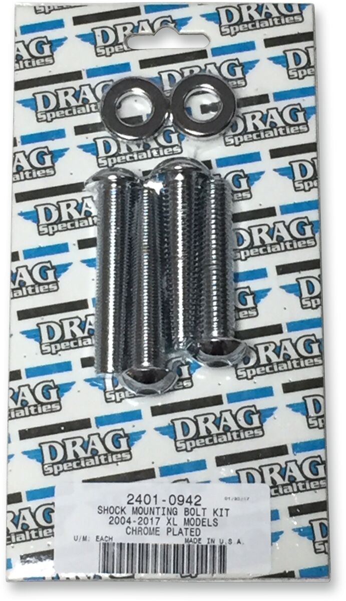 Drag Specialties Chrome Shock Mount Kit for 2004-2022 Harley-Davidson Sportster Motorcycles