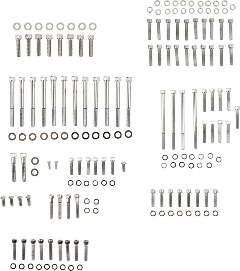 Drag Specialties M-eight Bolt Kit - Knurled /  Socket-Head, Engine - Chrome / Silver for Harley-Davidson Touring & Trike 2017-2024