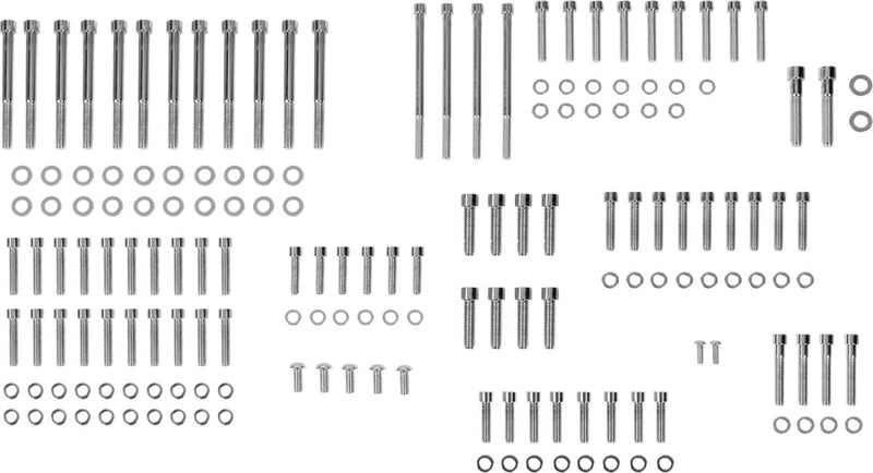 Drag Specialties M-eight Bolt Kit - Engine, Smooth /  Socket-Head - Chrome / Silver for Harley-Davidson Touring & Trike 2017-2024