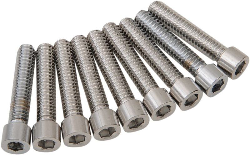 Drag Specialties M-eight Bolt Kit - Smooth /  Socket-Head, Cam Cover - Chrome / Silver for Harley-Davidson Touring, Softail, Dyna & Trike 2017-2024