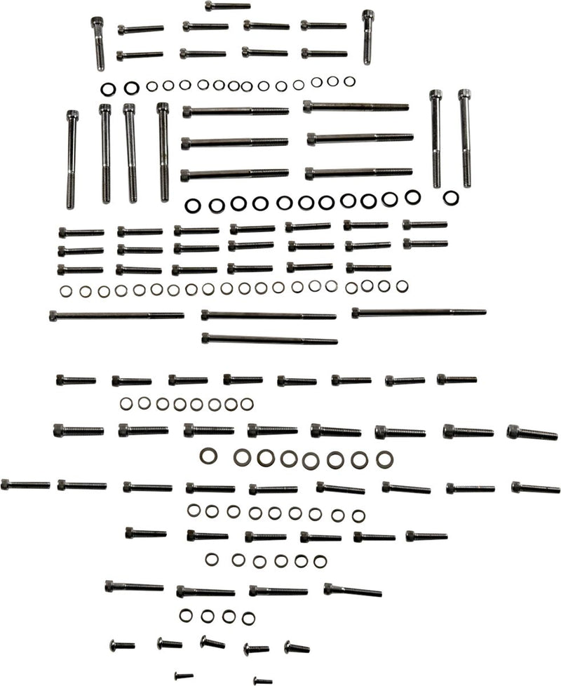Drag Specialties M-eight Bolt Kit - Engine, Knurled /  Socket-Head - Black / Chrome for Harley-Davidson Touring & Trike 2017-2024