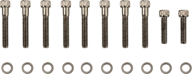 Drag Specialties M-eight Bolt Kit - Transmission Side Cover, Knurled /  Socket-Head - Black / Chrome for Harley-Davidson Touring & Trike 2017-2024