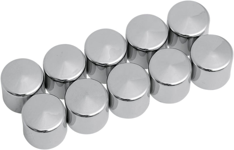 Drag Specialties Bolt Covers - ABS, Deep /  Hex, 10 Pack - Chrome / Silver