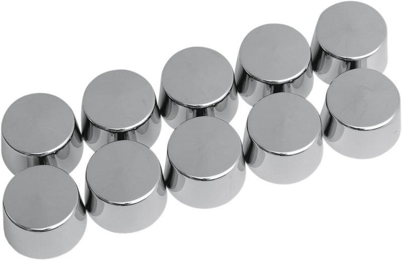 Drag Specialties Bolt Covers - ABS, 10 Pack, Hex /  Shouldered - Chrome / Silver