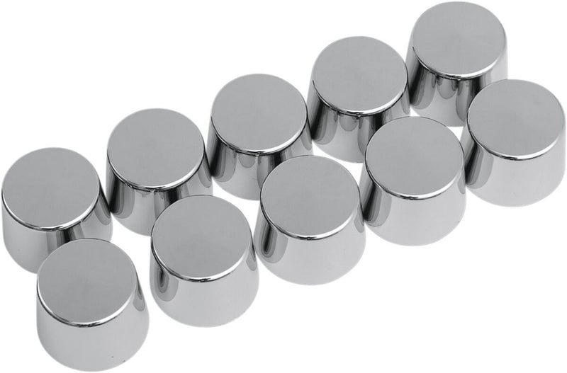 Drag Specialties Bolt Covers - ABS, 10 Pack, Deep /  Hex /  Shouldered - Chrome / Silver