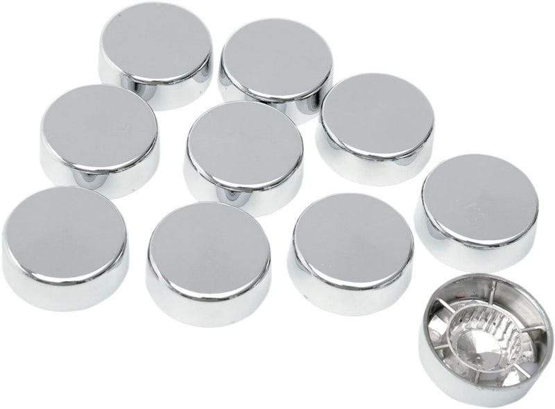 Drag Specialties Bolt Covers - 10 Pack, ABS, Hex /  Standard /  with Washer - Chrome / Silver