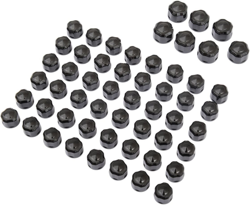Ciro Engine Bolt Cover Caps - Steel, Crown /  Diamond-Cut, Bolt /  Cover /  Engine - Black for Harley-Davidson Touring, Softail & Trike 1996-2017