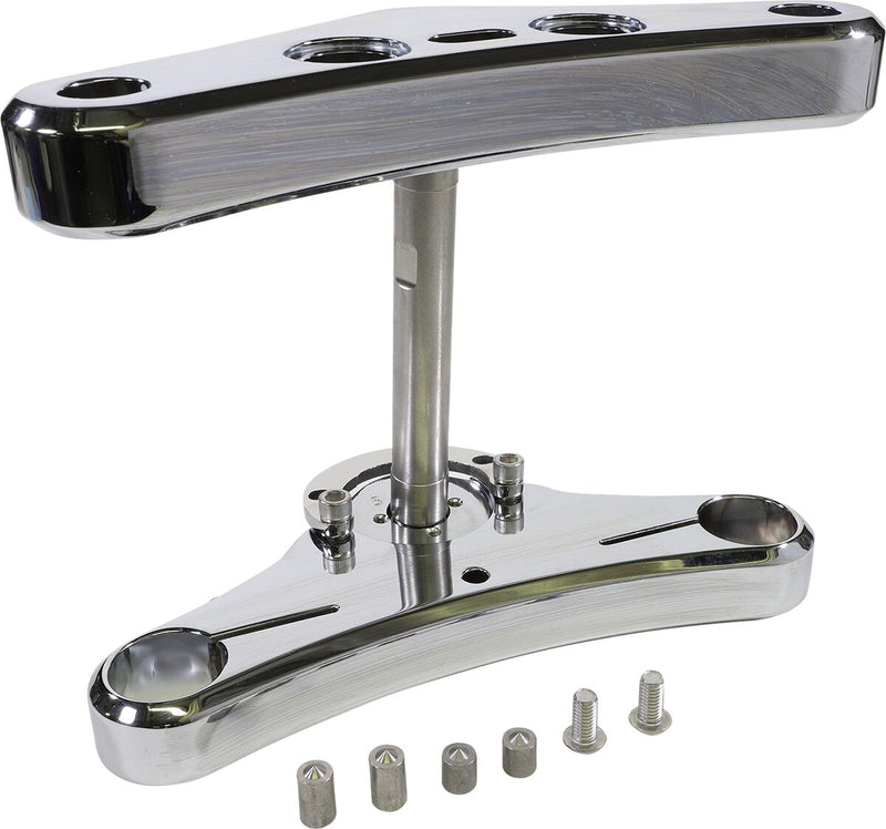 Accutronix 41 Mm Raked Triple Tree - Billet Aluminum, Kit, Elite Smooth - Chrome for Harley-Davidson Softail 1980-2024