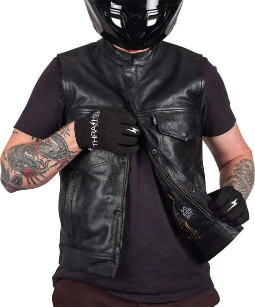 Thrashin Supply Co. Mulholland Leather Riding Vest Black Each