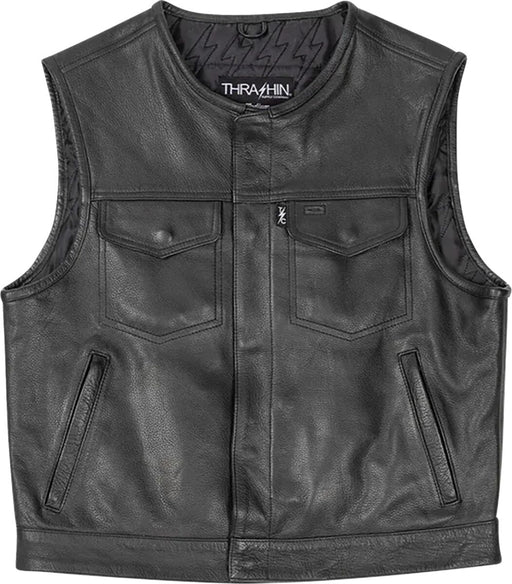 Thrashin Supply Co. Encinal Leather Shorty Riding Vest Black