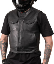 Thrashin Supply Co. Encinal Leather Shorty Riding Vest Black Each